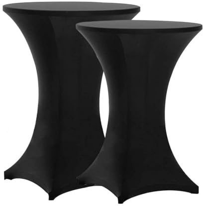 Frogetu 2 Stück Stretch Stehtisch Hussen,Stretch Hussen Stehtische 80 x 110 cm,Spandex Stretch Tischhussen,Elegante Waschbare Tischdecke,für Bar Geburtstagsfeier Hochzeit Bistrotische (Schwarz)