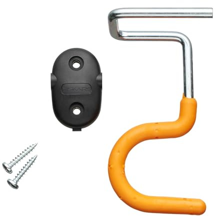 Fiskars Werkzeughalterungen, Solid, S-Form, Wandhalterungen für Gartengeräte mit langem Stiel, Weicher Überzug, Recyceltes Material, Orange, 3 Stück, 1057584