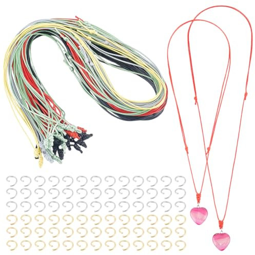 UNICRAFTALE 40Pcs Cordon de Collier Réglable Vintage Couleur Mixte Colliers Artisanaux Faits à la Main avec Anneau de Saut Ouvert pour Suspendre des Pendentifs Collier en Cordon pour Femmes 85.6cm