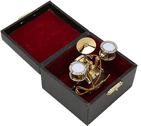 Miniatur-Schlagzeug-Set Nachbildung Musikinstrument Modell Mini Schlagzeug Set Puppenhaus Ornament Schlagzeuger Geschenk Heimdekoration mit Box