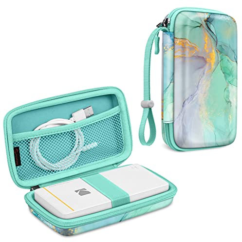FINTIE Tasche für Kodak Fotodrucker, Kodak Mini 2 Retro/Step/Mini 2 HD/Smile/Printomatic, Hartschalen Tragetasche mit Innentasche, Smaragd Marmor