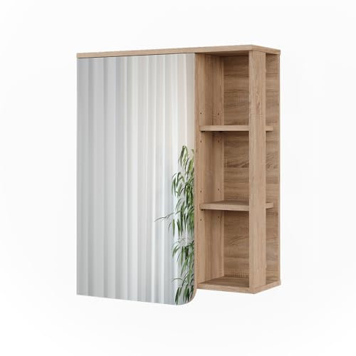 Vicco Spiegelschrank Sonoma Karen 60x75x20 cm - Badezimmerschrank mit Spiegel, Übersichtliche Organisation Dank cleverer Fächeraufteilung