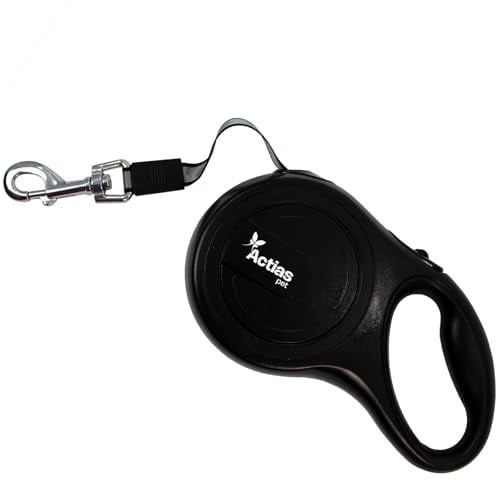 Actiaspet Retractable Dog Lead Training Pet Leash 5m or 8m Max 50kgs Extendable (Black, 8m)