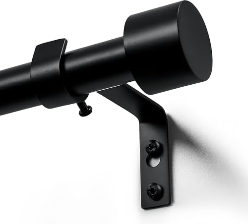 Deconovo Bastone per Tende Robusto e Resistente, Bastone Tenda Estensibile 76–325 cm in Metallo Ø19 mm, Supporto Stabile fino a 10 kg, Nero, per Interni, Camera da Letto e Soggiorno