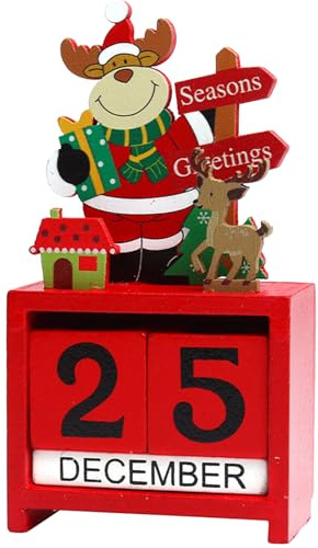 KASESSS Weihnachten Adventskalender Holz, Weihnachtskalender, Weihnachts Countdown Desktop Dekoration, Weihnachtsrentier Adventskalender Würfelkalender für Weihnachtsdekoration Wohnzimmer Haus