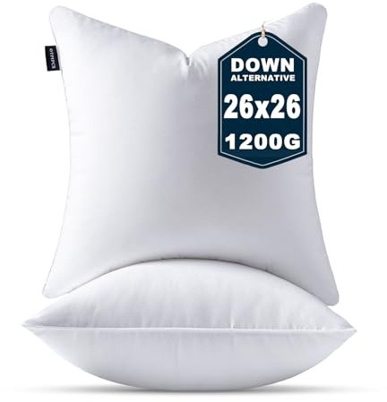 OTPIPCS 2er Set Kissenfüllung 65 x 65 cm Daune Alternative Weiß Quadratisch Kissen für Couch Größe Innenkissen Sofakissen Dekokissen Kopfkissen Zierkissen Inlett Cushion Bett Zierpolster 26x26 Zoll