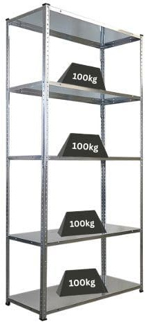 PROREGAL Schraubregal Haldor mit Metallböden HxBxT 180x90x40cm 5 Ebenen Fachlast 100 kg Verzinkt, Stahl, Metallregal, Küchenregal, Kellerregal, Garagenregal, Lagerregal