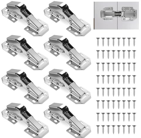 8 Stück Aufschraubscharnier Softclose, 112×43 mm Schrankscharnier mit Hydraulische Dämpfung und 64 Schrauben Softclose Scharnier 90 Grad Aufschraubscharniere für Schranktüren Türscharniere