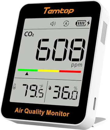 Temtop CO₂ Meter with CO2 Monitor, Thermometer & Hygrometer - Precise Measurement for Air Quality in Home, Office, School C1 55 Pack