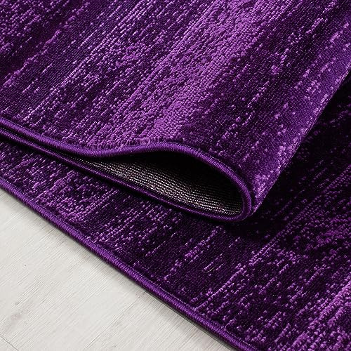 KADIMA DESIGN Teppich Kurzflor Unifarben Elegant Pflegeleicht Modern Waschbar Strapazierfähig Langlebig Läufer Violett 80x300 cm Wohnzimmer Esszimmer Fußbodenheizung geeignet | INN