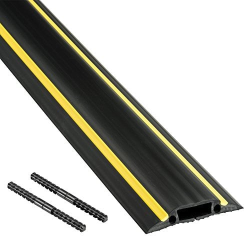 D-Line FC83H/9M Boden Kabelbrücke mit Steckverbindung, Schwarz/Gelb, Boden-Kabelkanal 83x14mm Breit, 9m Länge