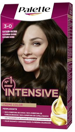 Schwarzkopf Palette Intensive Creme Color – Tono 3 cabello Castaño Oscuro - Coloración Permanente de Cuidado con Aceite de Marula – Óptima cobertura de canas – Color duradero hasta 8 semanas
