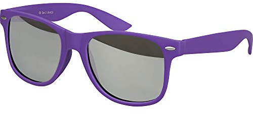 Balinco Sonnenbrille UV400 CAT 3 CE Rubber - mit Federscharnier für Damen & Herren (lila - silber verspiegelt)