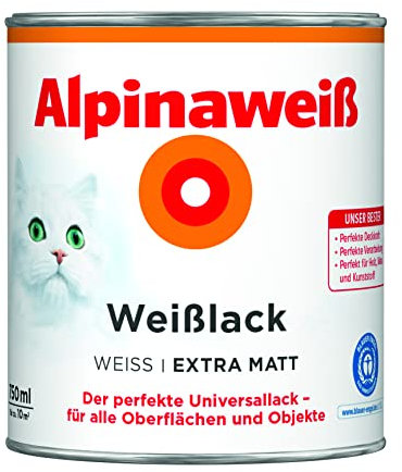 Alpinaweiß Weißlack – extra matt – Universallack für den Innen- und Außenbereich – hochdeckend, wetterbeständig & schnelltrocknend – für optimale Lackier-Ergebnisse – 750 ml