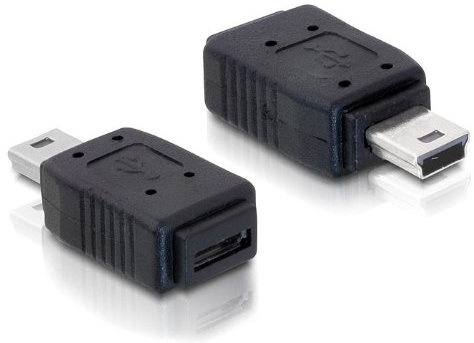 DeLock Adaptateur Prise femelle micro USB A+B vers fiche mâle USB 2.0 A, Mini-USB > Micro USB, noir, 1