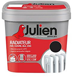 Julien Peinture Radiateur Acrylique, Fer, Cuivre, Alu, zinc - Direct sans sous-couche, Satin, Noir, 0,75 L
