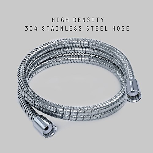JAKARDA 60-inch Extra Long Shower Hose Replacement, 304 Stainless Steel Long Hand Held Shower Hose Chrome with Brass Fitting (60-inch, Chrome)
