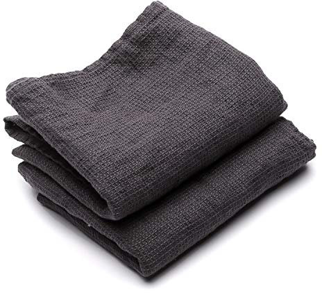 LinenMe Handtücher Gewaschen Waffel 2er Set Grau 50x70 cm Made in Europe Badetuch Europäisches Leinen Maschinenwaschbar, Super Saugfähig, 100%