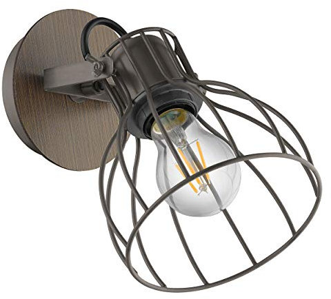 EGLO Wandlampe Sambatello, 1 flammige Vintage Wandleuchte im Retro Look, Material: Stahl, Farbe: Braun, Fassung: E27