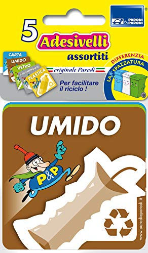 Parodi & Parodi Set mit 5 8 x 8 cm zur einfachen Müllsammlung für den Hausgebrauch/Büro, Set mit 5 Aufklebern für Mülltrennung Art. 458, Keine