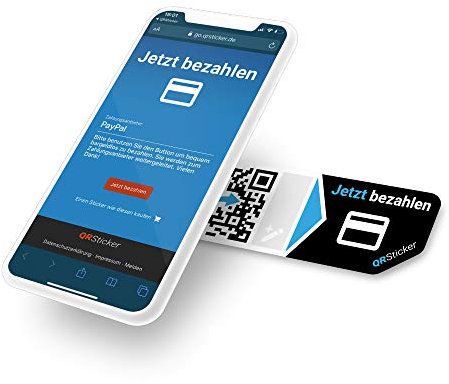 Kontaktloses Bezahlen per QR-Code für Kunden und Unternehmen. Set von 1 gut sichtbaren Aufklebern für Smartphone-Apps wie PayPal.