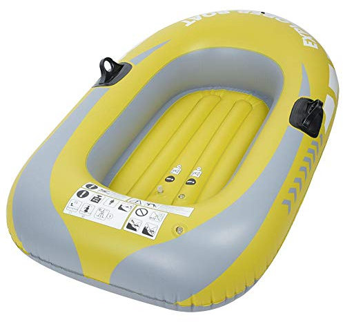 Schlauchboot, aufblasbares Kanu Kajak für 1 Person PVC Aufblasbares EIN Personen Ruder Luftboot Fischen Drifting Diving Tool mit Seilgelb 180 kg Tragkraft