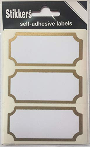 90 Jam Jar Labels Preserves Chutney Home Made Jam Jar Labels Self Adhesive 34mm x 75mm Gold Border Stickers Labels