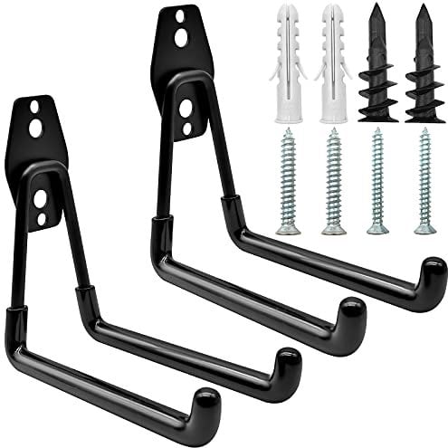 Cisolen 2 pezzi Ganci per Garage Doppio Gancio in Acciaio per Garage Con Rivestimento Antiscivolo E Elevata Capacità Portante per Utensili Elettrici Scale Biciclette