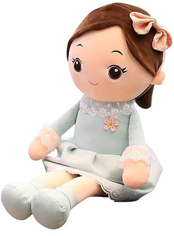 Uposao Kuschelpuppe Weiche Stoffpuppe, 40CM Mädchen Plüschpuppe Gefüllte Puppen mit Kleidung Haaren Niedliches Märchen Prinzessin Stofftier Fee Spielzeug Weihnachten Geschenk Für Baby Kinder,Grün