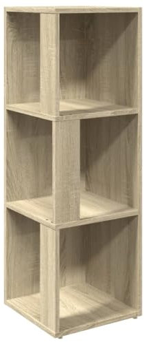 vidaXL Eckregal mit 3 Fächern Standregal Bücherregal Wandregal Regal Eckschrank Deko Wohnzimmer Schlafzimmer Büro Sonoma-Eiche 33x33x100cm Holzwerkstoff