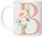 MOBILE STUFF Personalised Floral Mug Letter B -Any Alphabet 11oz Ceramic Coffee/Tea Cup Gift for Christmas, Birthday, Secret Santa, Mother’s Day or Father’s Printed Glitter, NOT Real Glitter (Rose B)