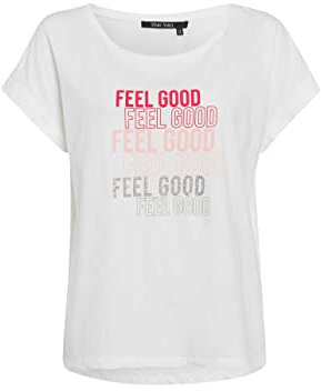 Marc Aurel Kurzarm T-Shirt Rundhals Statement-Print Ecru Größe 40