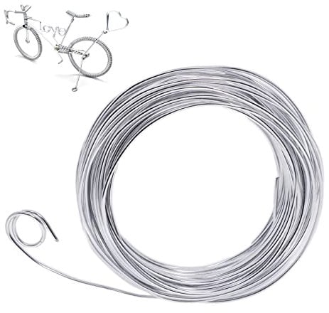 MEETGIFT 15m 2mm basteldraht silber blumendraht schmuckdraht bindedraht gartendraht Schmuckherstellung Aluminiumdraht Für Schmuckhandwerk, Modellieren, Armaturen Und Skulpturen (Silber)