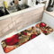 Banemi Küchenteppich rutschfest, Kurzflor Teppich Grün Rot Weihnachtskugel 50X80cm+50X160cm für Schuhschaber, Ideal für Den Innenbereich