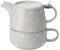 teemando® Tea-for-one-Set Len, hellgrau Keramik, 4-teilig mit Edelstahlsieb- und -deckel Kanne: 0,45 l/Tasse: 0,25 l hellgrau/weiß