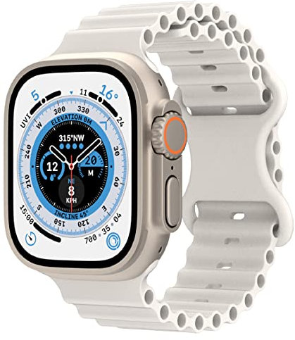 VeveXiao Ocean silicona Correa compatible con Apple Watch Ultra Band 41mm 40mm 38mm, correas deportivas de repuesto suaves y transpirables para iWatch Series 8 7 6 5 4 3 2 1 SE, Blanco