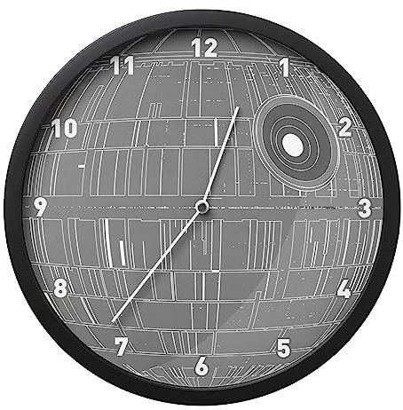 Reloj de Pared Glow In The Dark de Death Star - Producto Oficial Star Wars, decoración iluminada, Incluye Pegatinas de Pared, batería operada