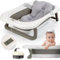 NIBLEAR Bañera Bebe Plegable con Termómetro y Cojín Ergonómico, Bañera Plegable Bebé Portátil con Esponja de Silicona, Segura y Compacta