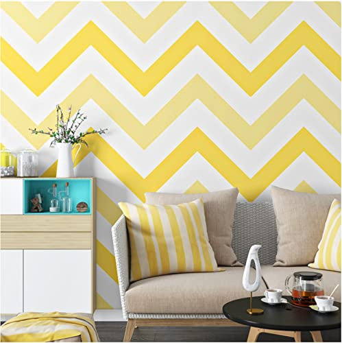 Jaune Papier peint intissé 9,5 x 0,53 m Géométrique Papier peint 3D Rayures Papier peint Minimaliste non tissé pour la maison Chambre Salon Papier peint Décoration murale
