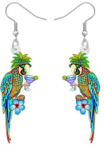 NEWEI Cute Macaw Papagei Vogel Ohrringe für Damen Mädchen Damen Acryl Tiere Schmuck Geschenke Charms (Hawaii B)