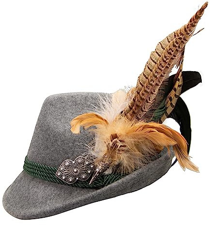 Alpenflüstern Damen Trachtenhut Lissy - Trachten Filzhut, Hut zur Tracht und Dirndl, Größe M (grau) ADV136