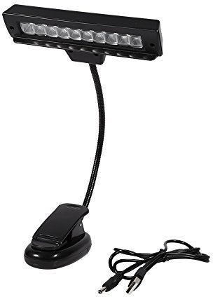 ViaGasaFamido Klemmleuchte mit 10 LEDs Zum Anklemmen an Notenständern, Tragbar, Verstellbarer Arm, Verteilt das Licht Gleichmäßig auf Notenblättern, Geeignet für (Batterie Kleiner Clip 10