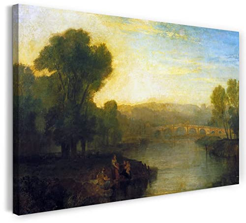 Leinwandbild (40x30cm) William Turner: View of Richmond Hill and Bridge, Leinwand auf Keilrahmen gespannt und fertig zum Aufhängen, hochwertiger Kunstdruck aus deutscher Produktion