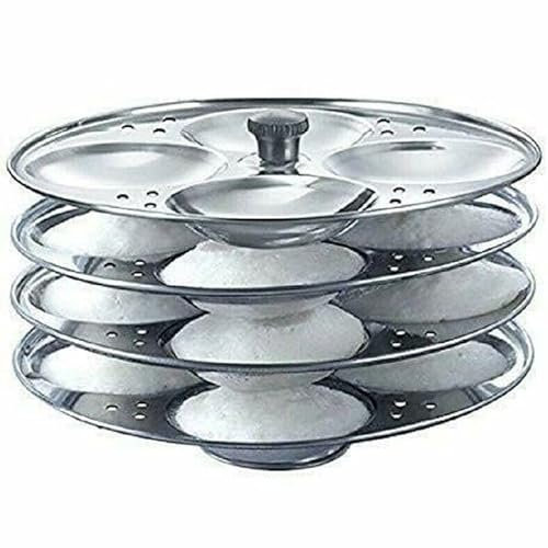 Saleberate 4-Tier Non-Stick Stainless Steel idli Maker, idli Plates for 16 Perfect idlis in Your Pressure Cooker.(4 Layer)