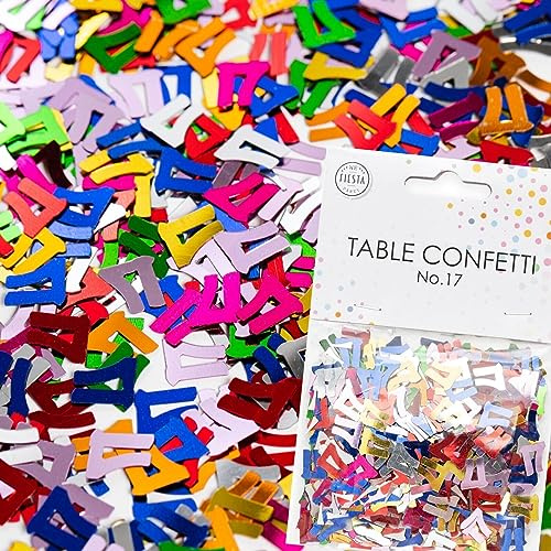 Konfetti Zahl 17 Bunt für 17. Geburtstag | Zahlen Deko für Jubiläum und Party | 500 Stück, metallic-bunt, 10mm groß | Zahlenkonfetti Tischkonfetti Tischdeko Jubiläum, Edition: Zahl 17