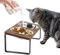 GUUSII HOME Gamelle Chat Surélevée Double Gamelle pour Chat INOX avec Support Bois Incliné Bol Chat Gamelle Chaton Gamelle Chat Anti Vomissement