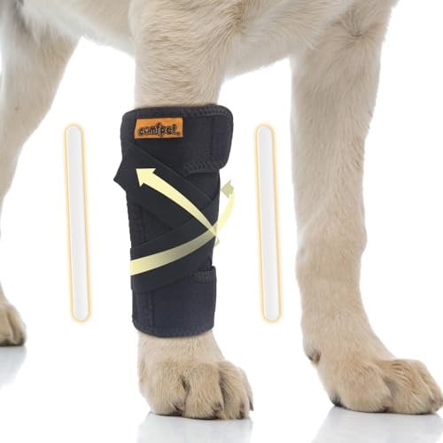 COMFPET Leg Brace Hund vordere Beinschiene Beinschützer Hunde-Vorderbeinschützer mit Metallstreifen Hunde-Beinschützer mit M