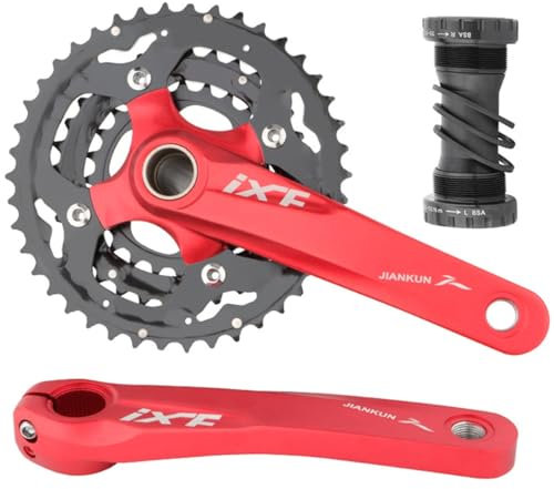 DHNCBGFZ Kurbelgarnitur Mountainbike-Kurbelgarnitur Hohl Integrierte Kurbelgarnitur 3-Fach Kettenradgarnitur 24-32-42T 170 Mm Kurbellänge 9S/10S Kurbelarm(Rosso)