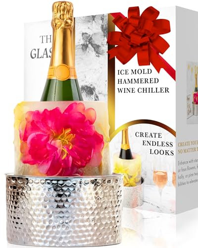 COTIER Glasi Eisform gehämmerter Edelstahl-Weinkühler – perfektes Weingeschenk für Frauen oder Gastgeberin – DIY Champagnerkübel für Dinnerpartys, Geburtstage, Feiertage, Brautparty und Hochzeiten