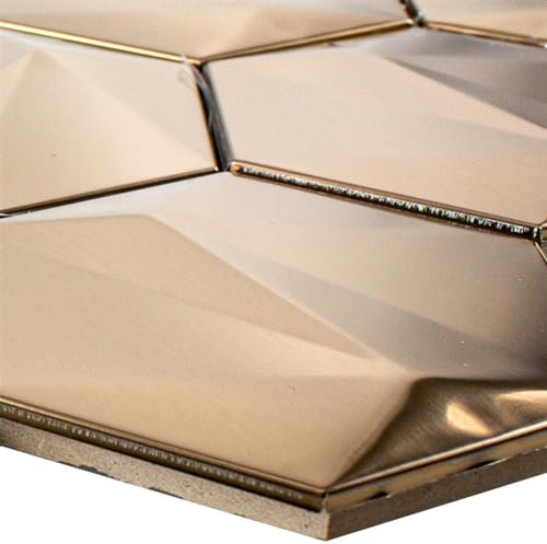 Edelstahl Metall Mosaikfliese Kupfer Durango Hexagon 3D Küche Fliesenspiegel Bad